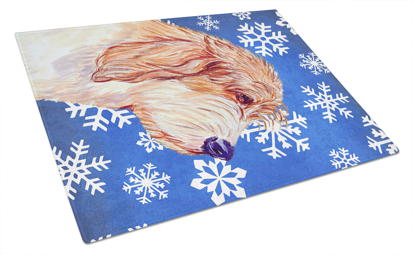 Christmas Dog Print Tempered Glass Cutting Board, Large 12 x 15