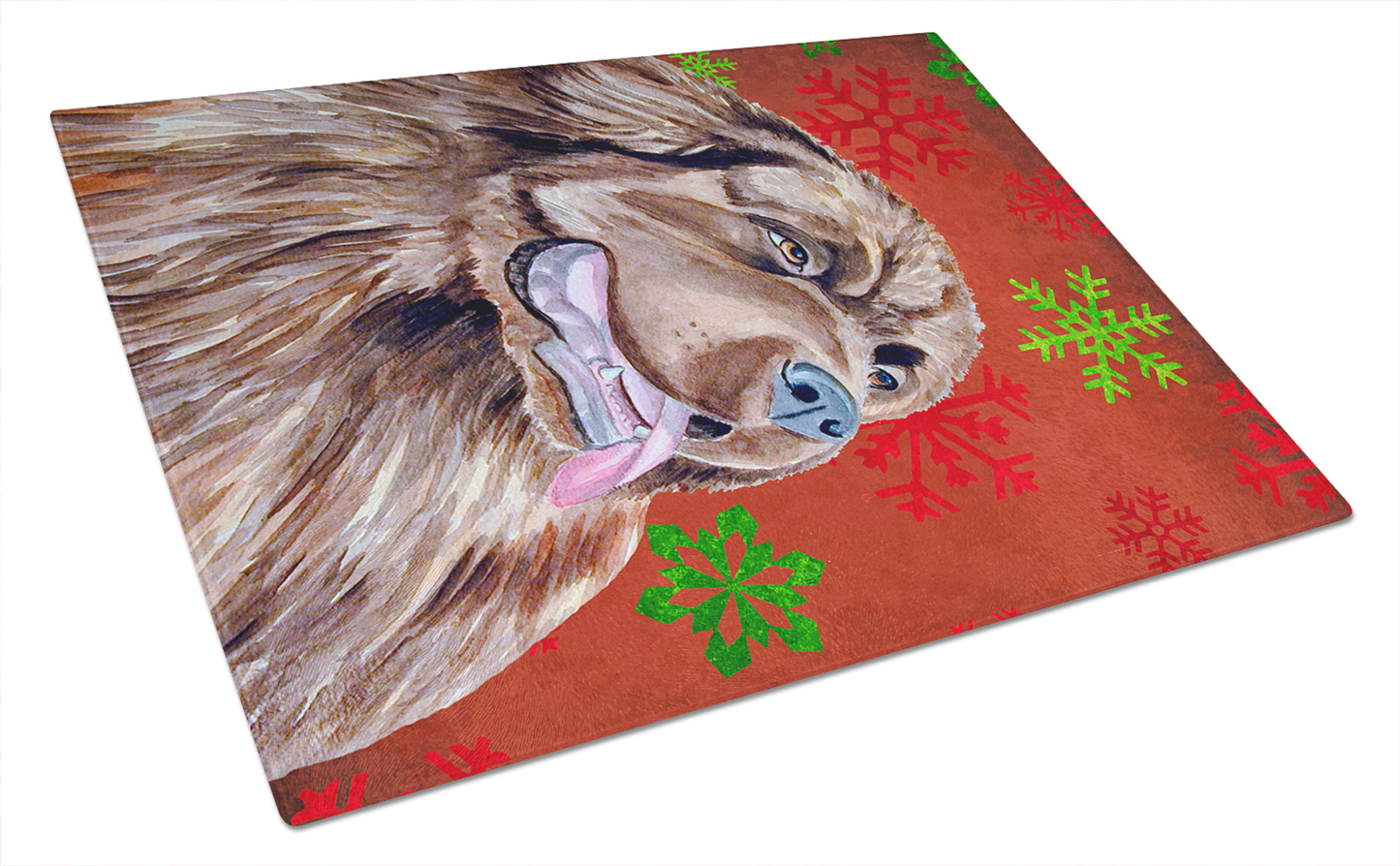 Christmas Dog Print Tempered Glass Cutting Board, Large 12 x 15