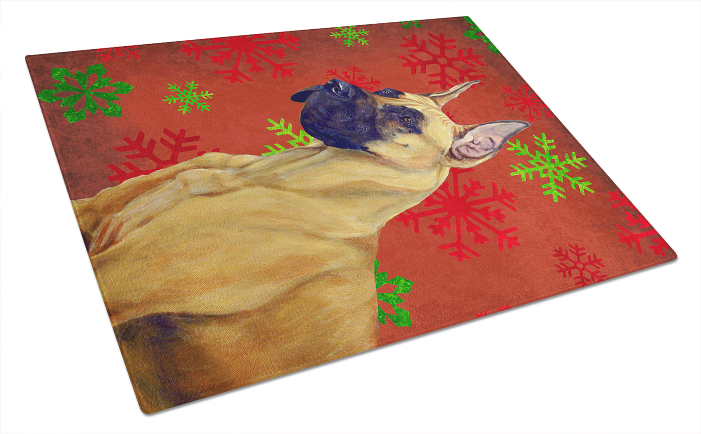 Christmas Dog Print Tempered Glass Cutting Board, Large 12 x 15