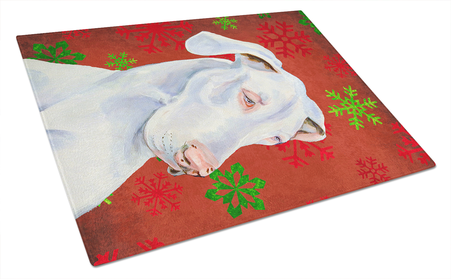 Christmas Dog Print Tempered Glass Cutting Board, Large 12 x 15