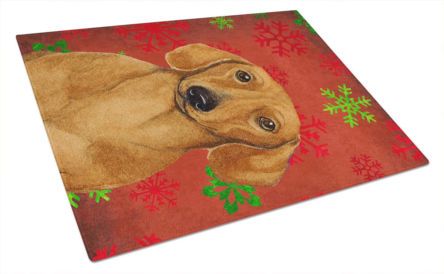 Christmas Dog Print Tempered Glass Cutting Board, Large 12 x 15
