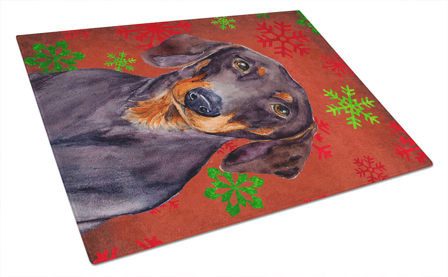 Christmas Dog Print Tempered Glass Cutting Board, Large 12 x 15