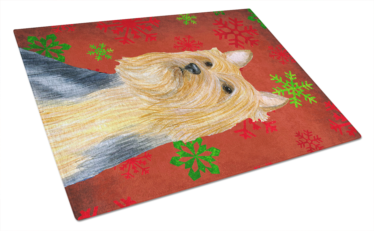 Christmas Dog Print Tempered Glass Cutting Board, Large 12 x 15