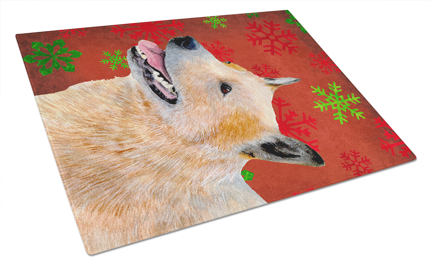 Christmas Dog Print Tempered Glass Cutting Board, Large 12 x 15