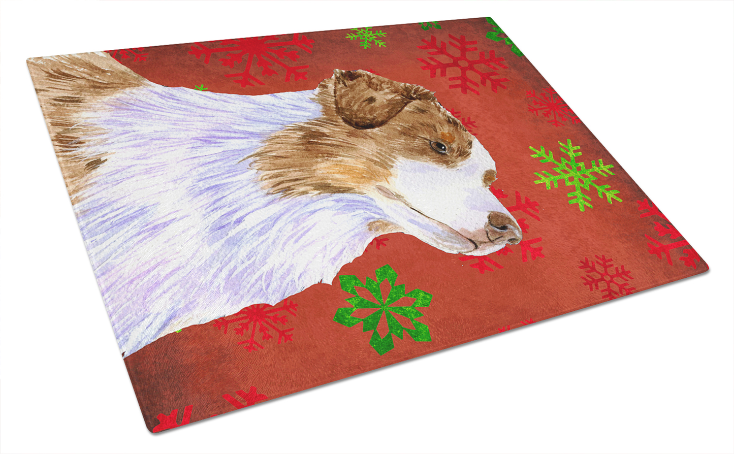 Christmas Dog Print Tempered Glass Cutting Board, Large 12 x 15