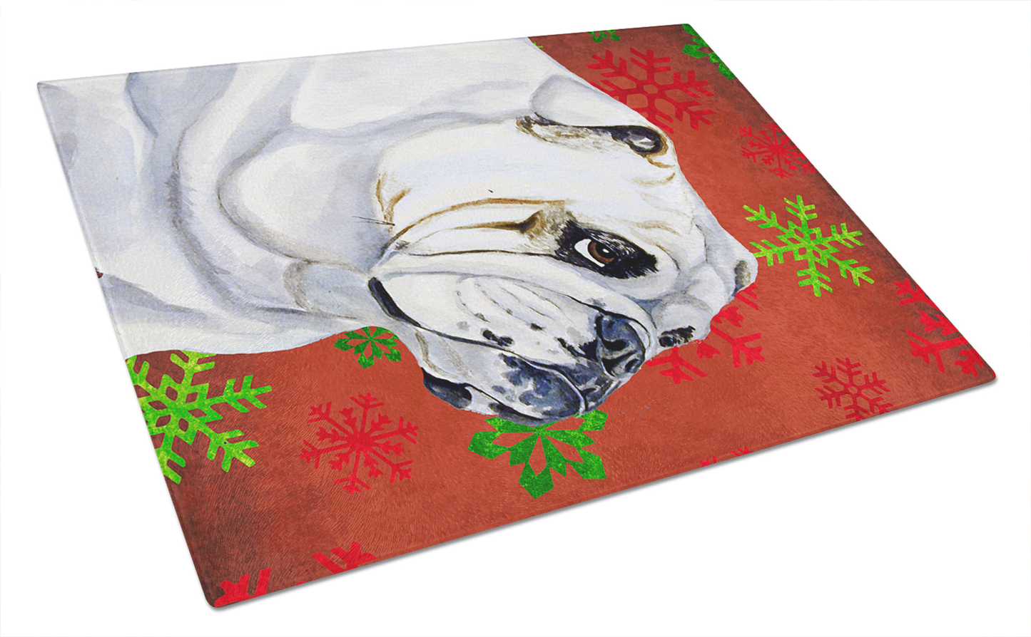 Christmas Dog Print Tempered Glass Cutting Board, Large 12 x 15