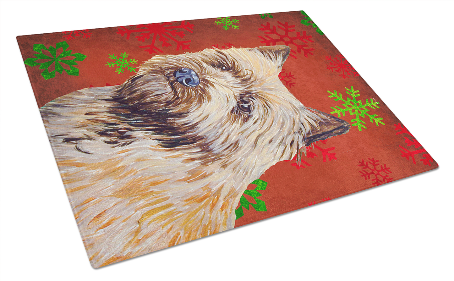 Christmas Dog Print Tempered Glass Cutting Board, Large 12 x 15