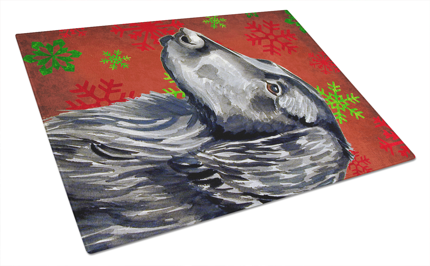 Christmas Dog Print Tempered Glass Cutting Board, Large 12 x 15