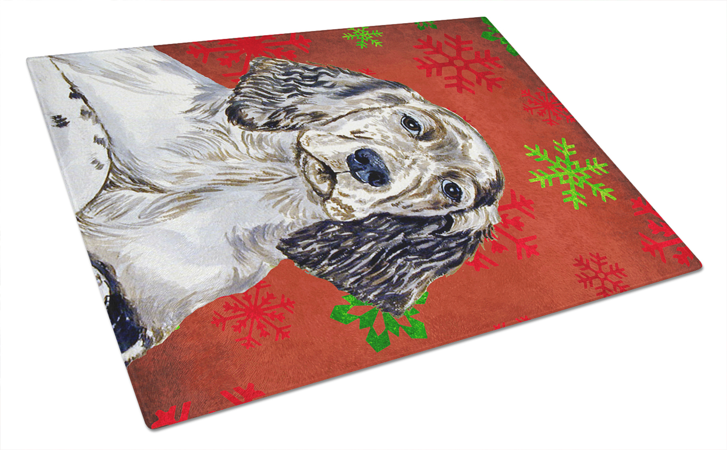 Christmas Dog Print Tempered Glass Cutting Board, Large 12 x 15