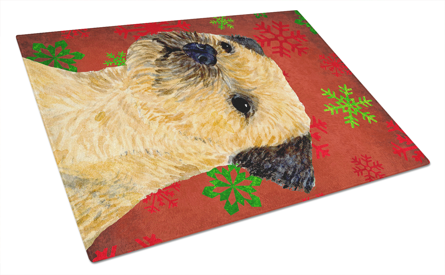 Christmas Dog Print Tempered Glass Cutting Board, Large 12 x 15