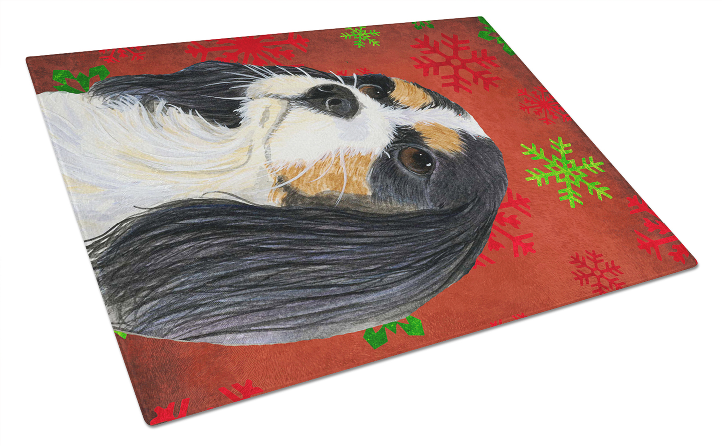 Christmas Dog Print Tempered Glass Cutting Board, Large 12 x 15