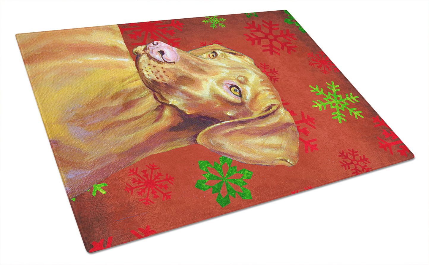 Christmas Dog Print Tempered Glass Cutting Board, Large 12 x 15
