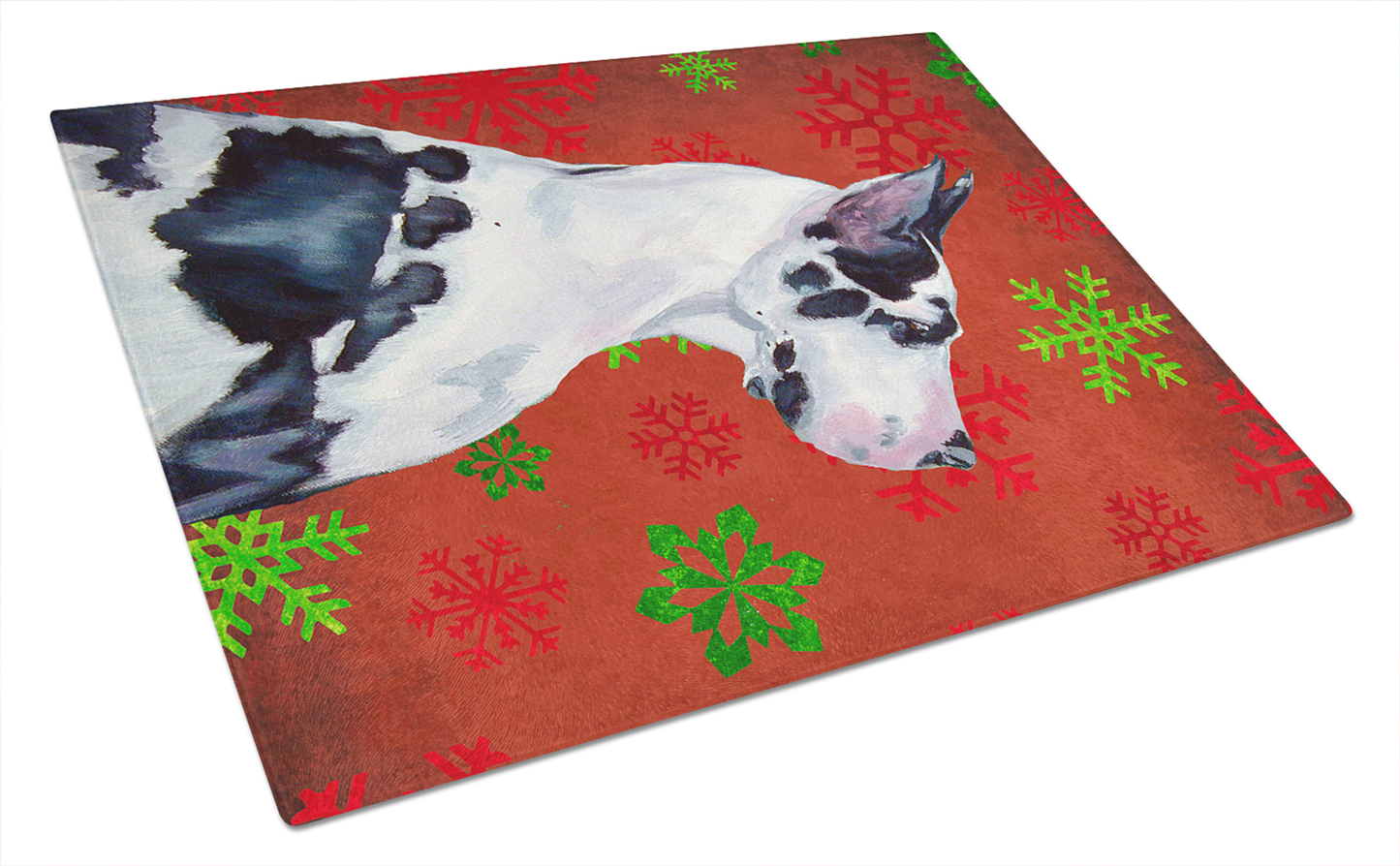 Christmas Dog Print Tempered Glass Cutting Board, Large 12 x 15