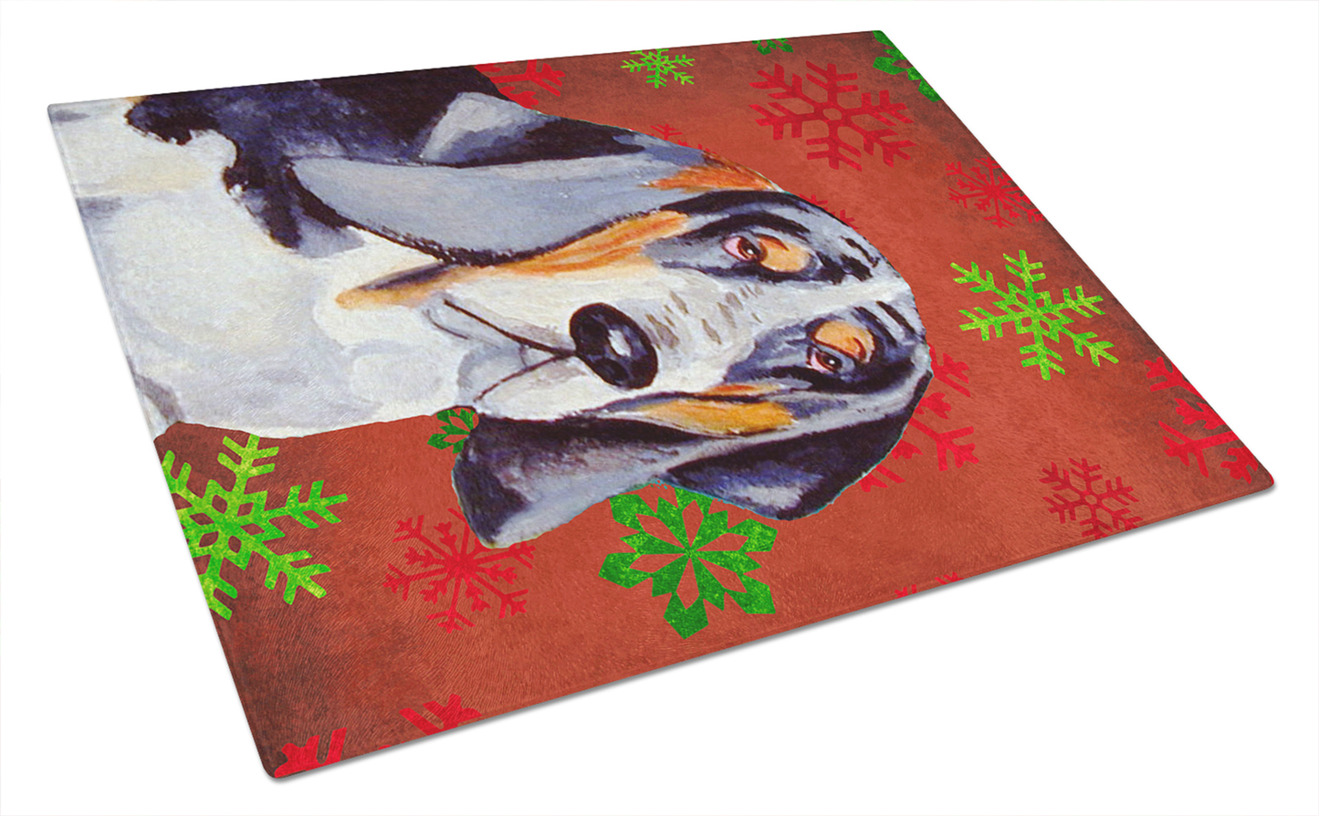 Christmas Dog Print Tempered Glass Cutting Board, Large 12 x 15
