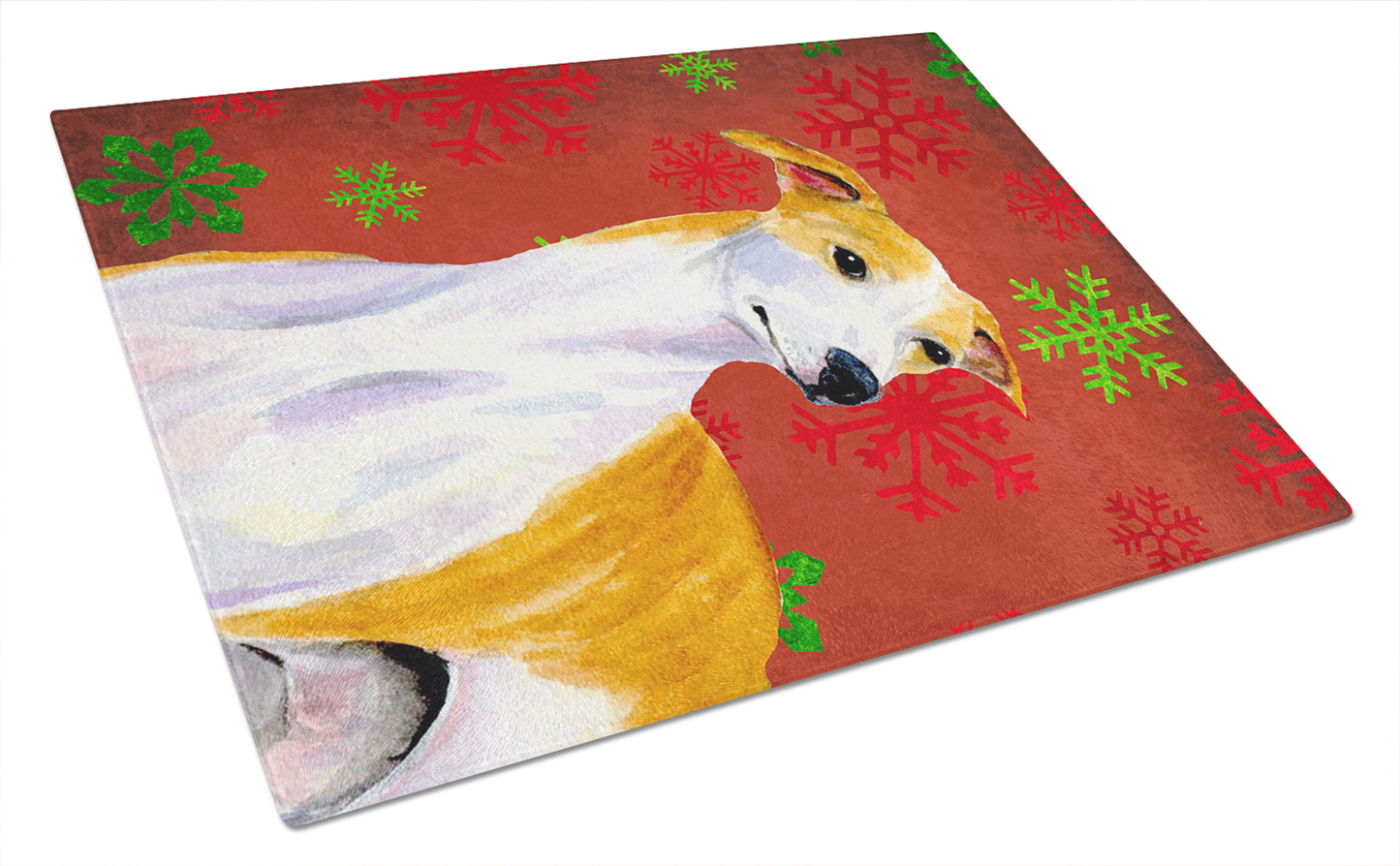 Christmas Dog Print Tempered Glass Cutting Board, Large 12 x 15