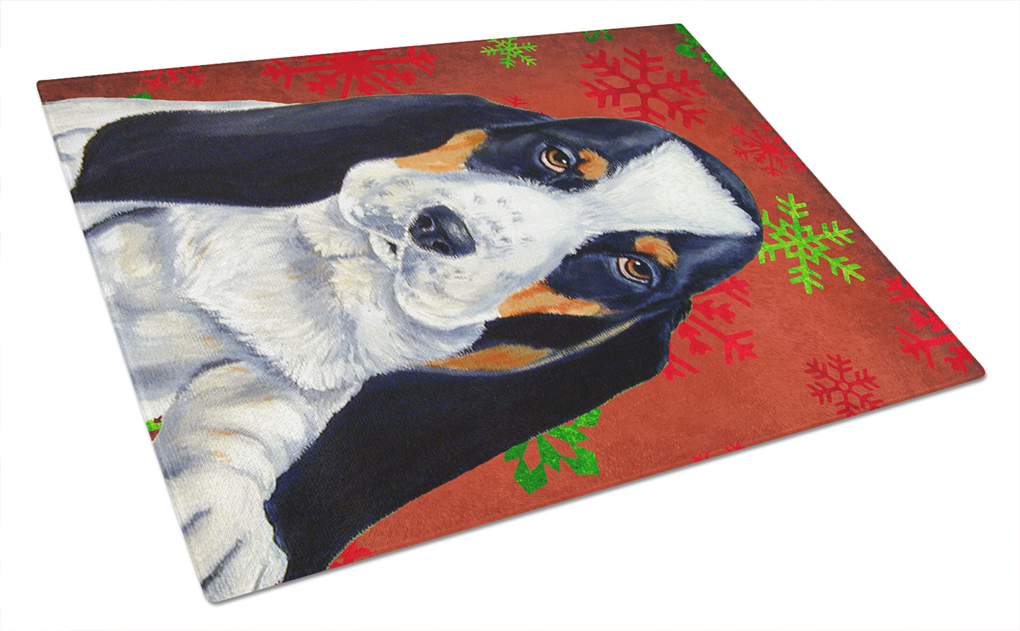 Christmas Dog Print Tempered Glass Cutting Board, Large 12 x 15
