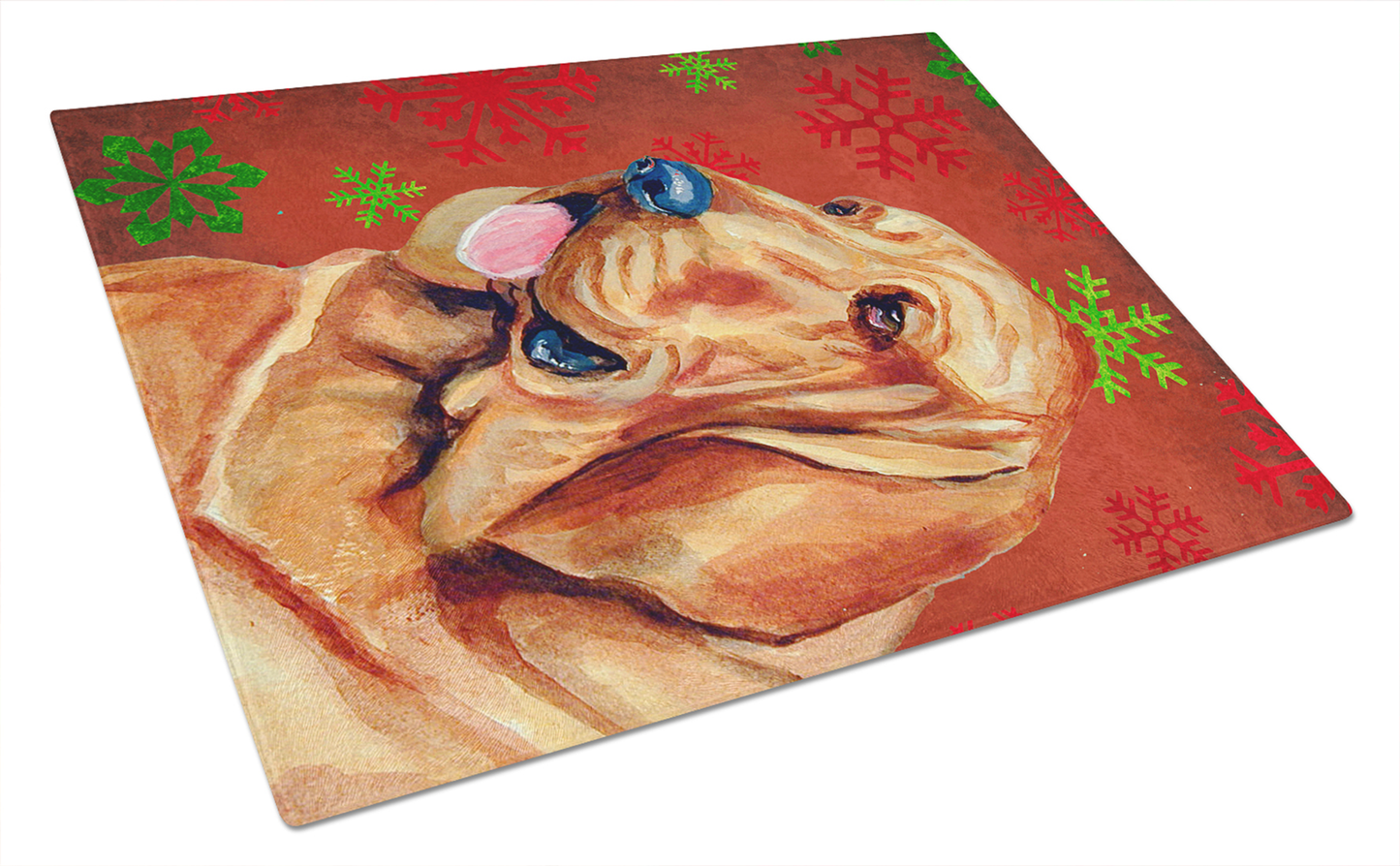 Christmas Dog Print Tempered Glass Cutting Board, Large 12 x 15