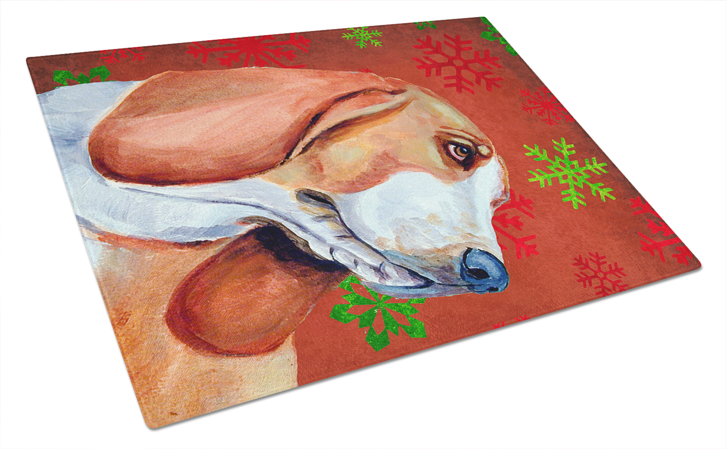 Christmas Dog Print Tempered Glass Cutting Board, Large 12 x 15