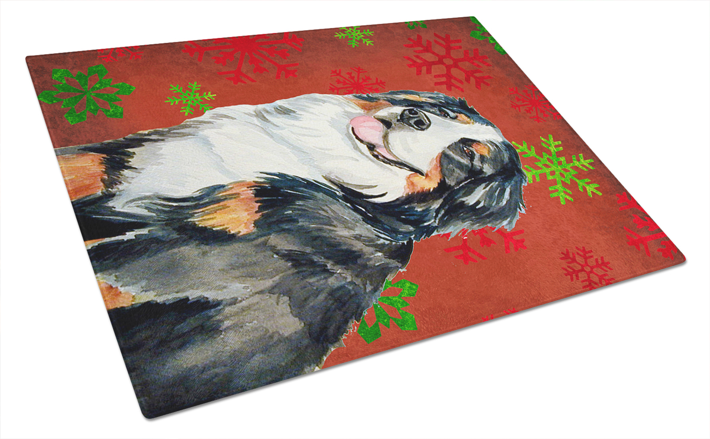 Christmas Dog Print Tempered Glass Cutting Board, Large 12 x 15