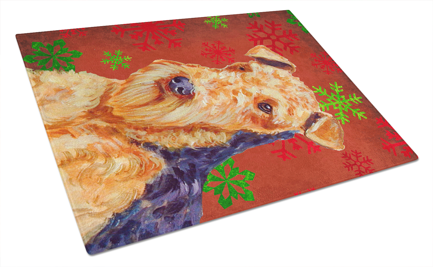 Christmas Dog Print Tempered Glass Cutting Board, Large 12 x 15