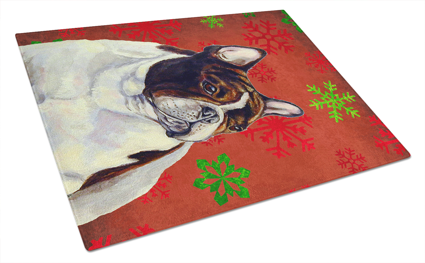 Christmas Dog Print Tempered Glass Cutting Board, Large 12 x 15