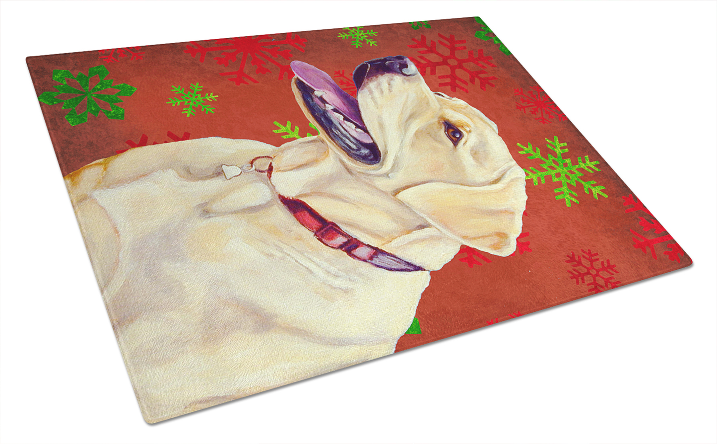Christmas Dog Print Tempered Glass Cutting Board, Large 12 x 15