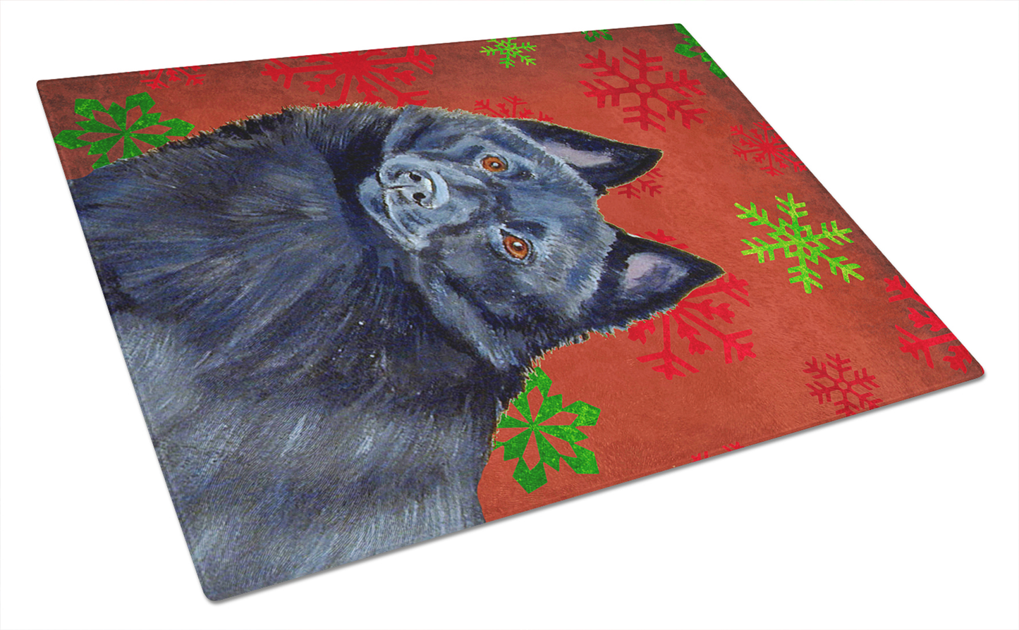 Christmas Dog Print Tempered Glass Cutting Board, Large 12 x 15