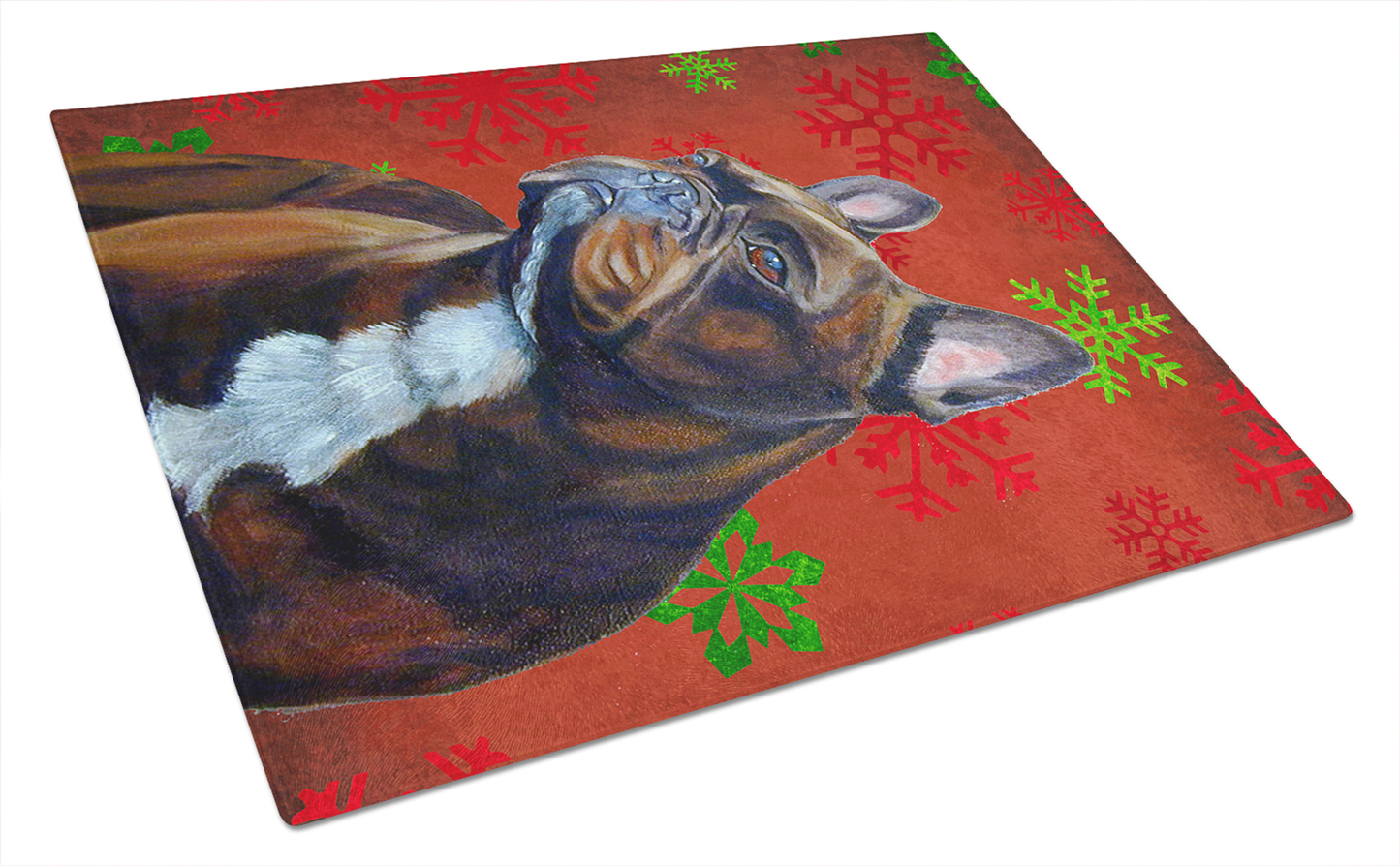 Christmas Dog Print Tempered Glass Cutting Board, Large 12 x 15