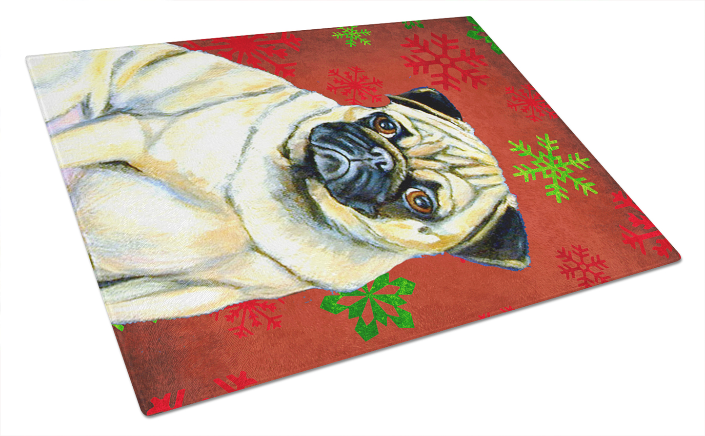 Christmas Dog Print Tempered Glass Cutting Board, Large 12 x 15