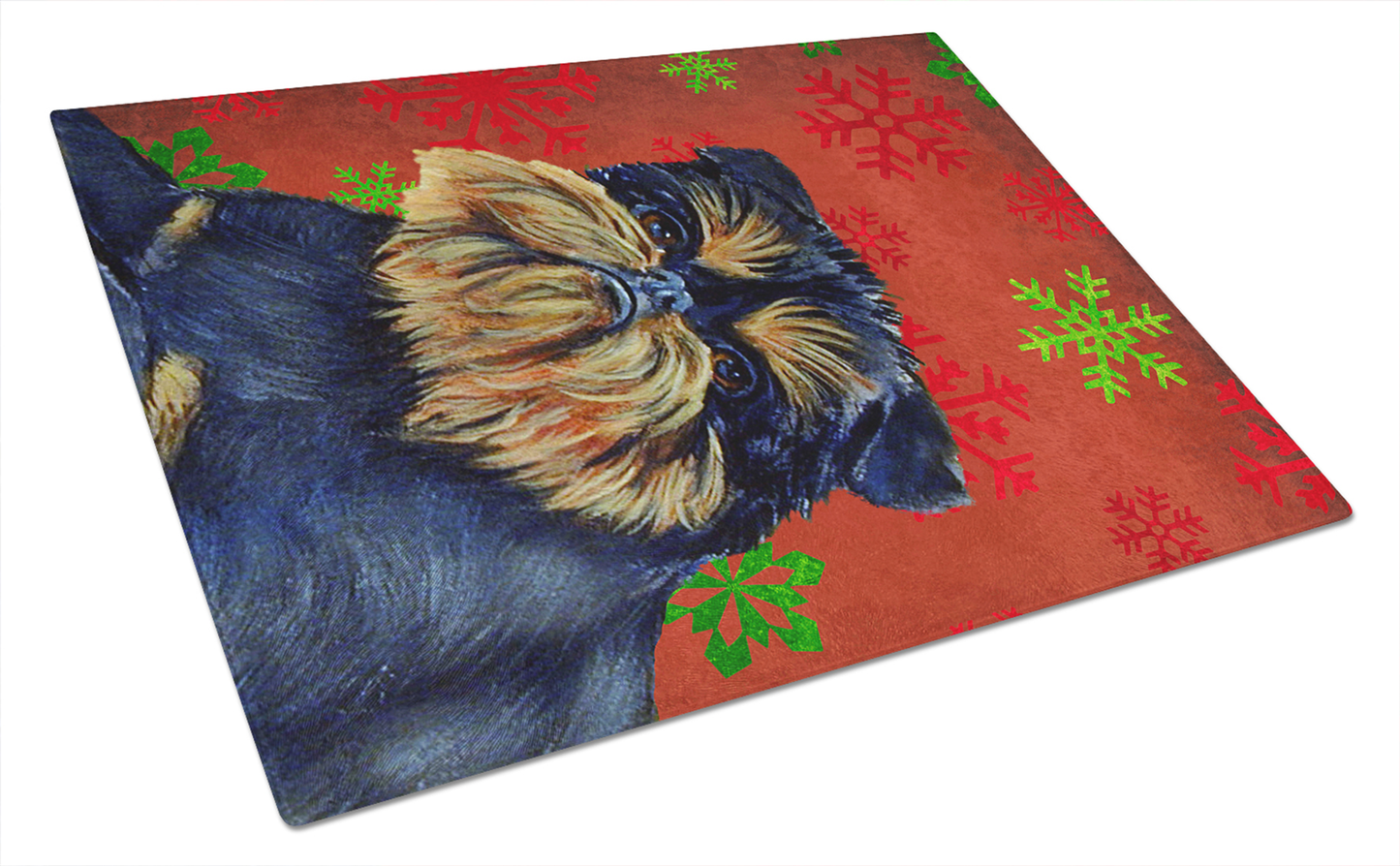 Christmas Dog Print Tempered Glass Cutting Board, Large 12 x 15