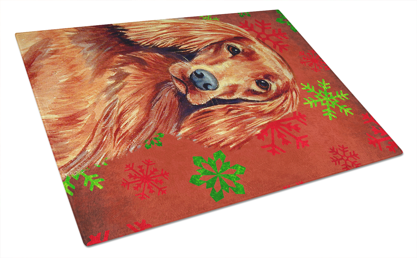 Christmas Dog Print Tempered Glass Cutting Board, Large 12 x 15