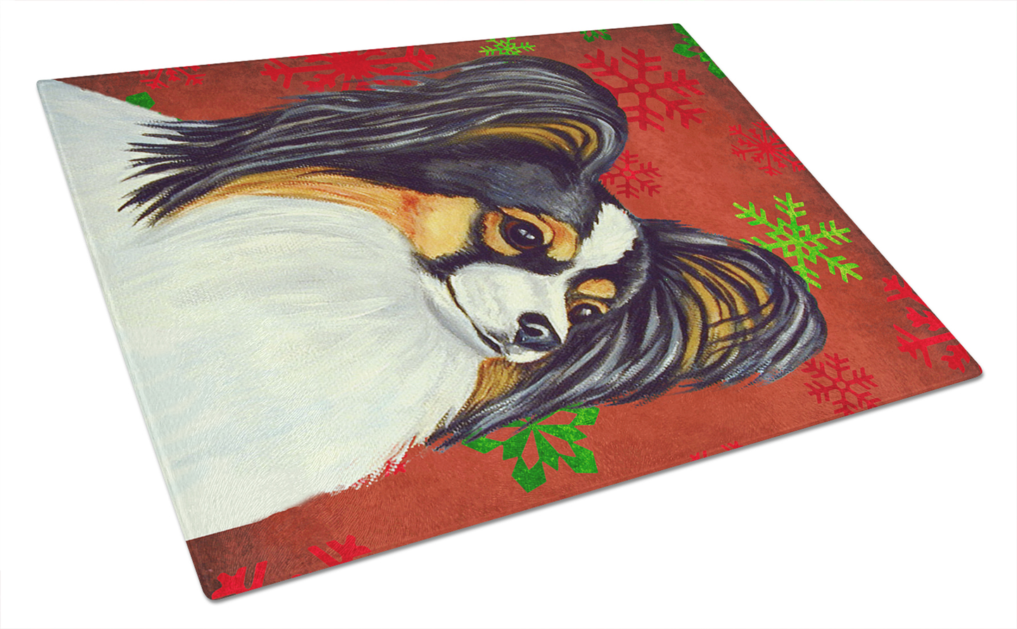 Christmas Dog Print Tempered Glass Cutting Board, Large 12 x 15