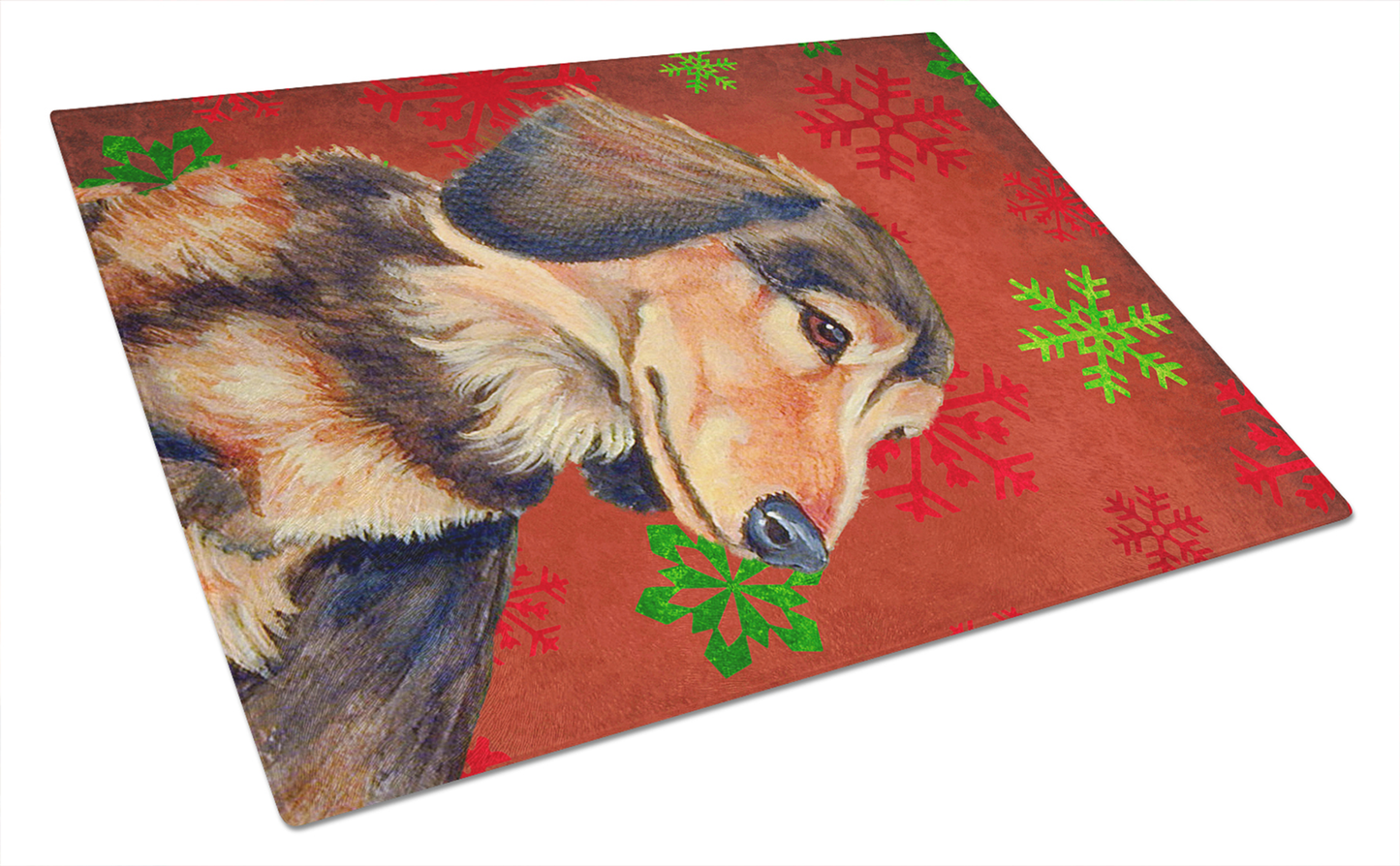 Christmas Dog Print Tempered Glass Cutting Board, Large 12 x 15