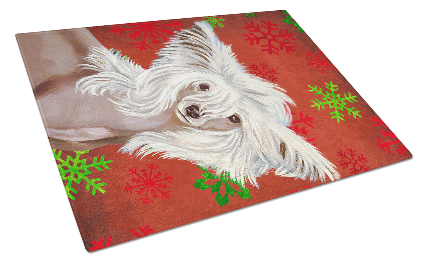 Christmas Dog Print Tempered Glass Cutting Board, Large 12 x 15