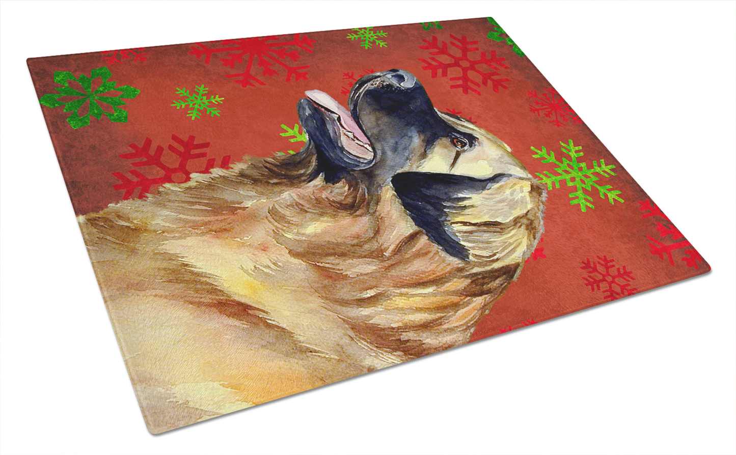 Christmas Dog Print Tempered Glass Cutting Board, Large 12 x 15