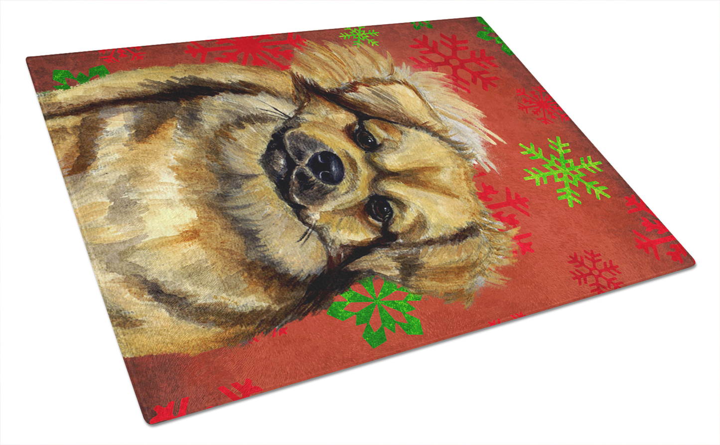 Christmas Dog Print Tempered Glass Cutting Board, Large 12 x 15