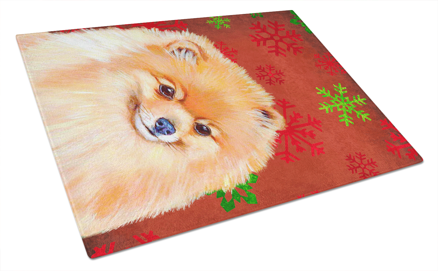Christmas Dog Print Tempered Glass Cutting Board, Large 12 x 15