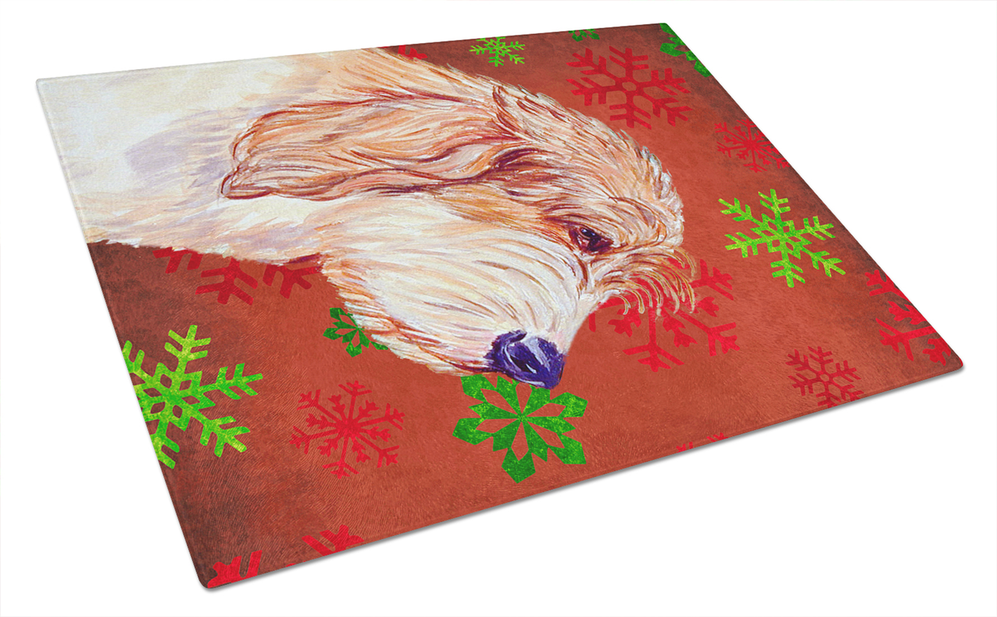 Christmas Dog Print Tempered Glass Cutting Board, Large 12 x 15
