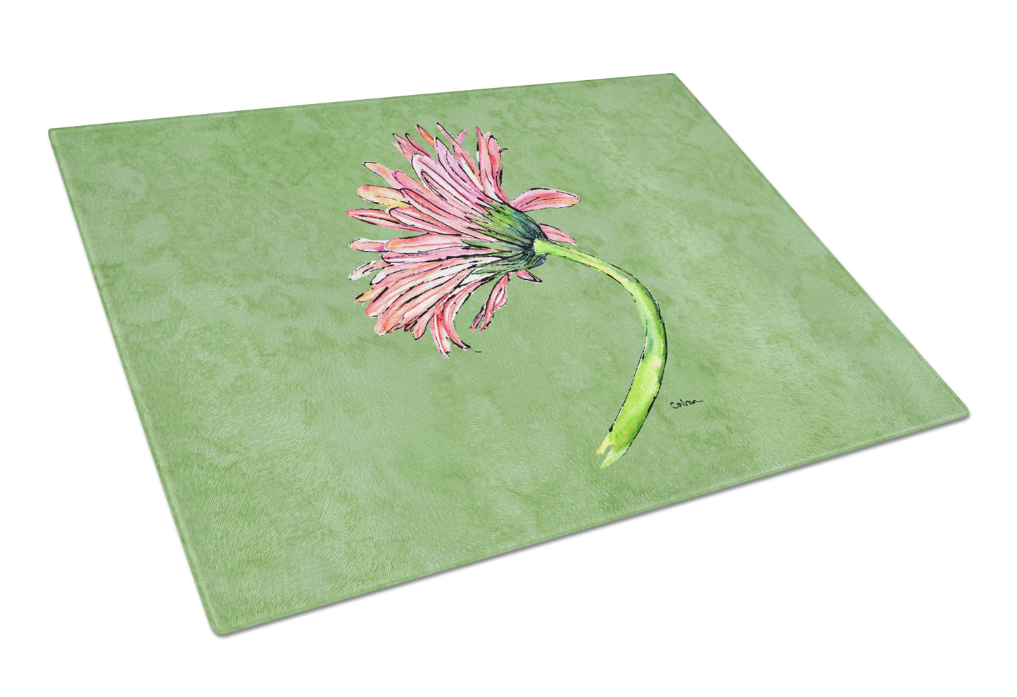 Flower Art Tempered Glass Cutting Board, Large 12 x 15