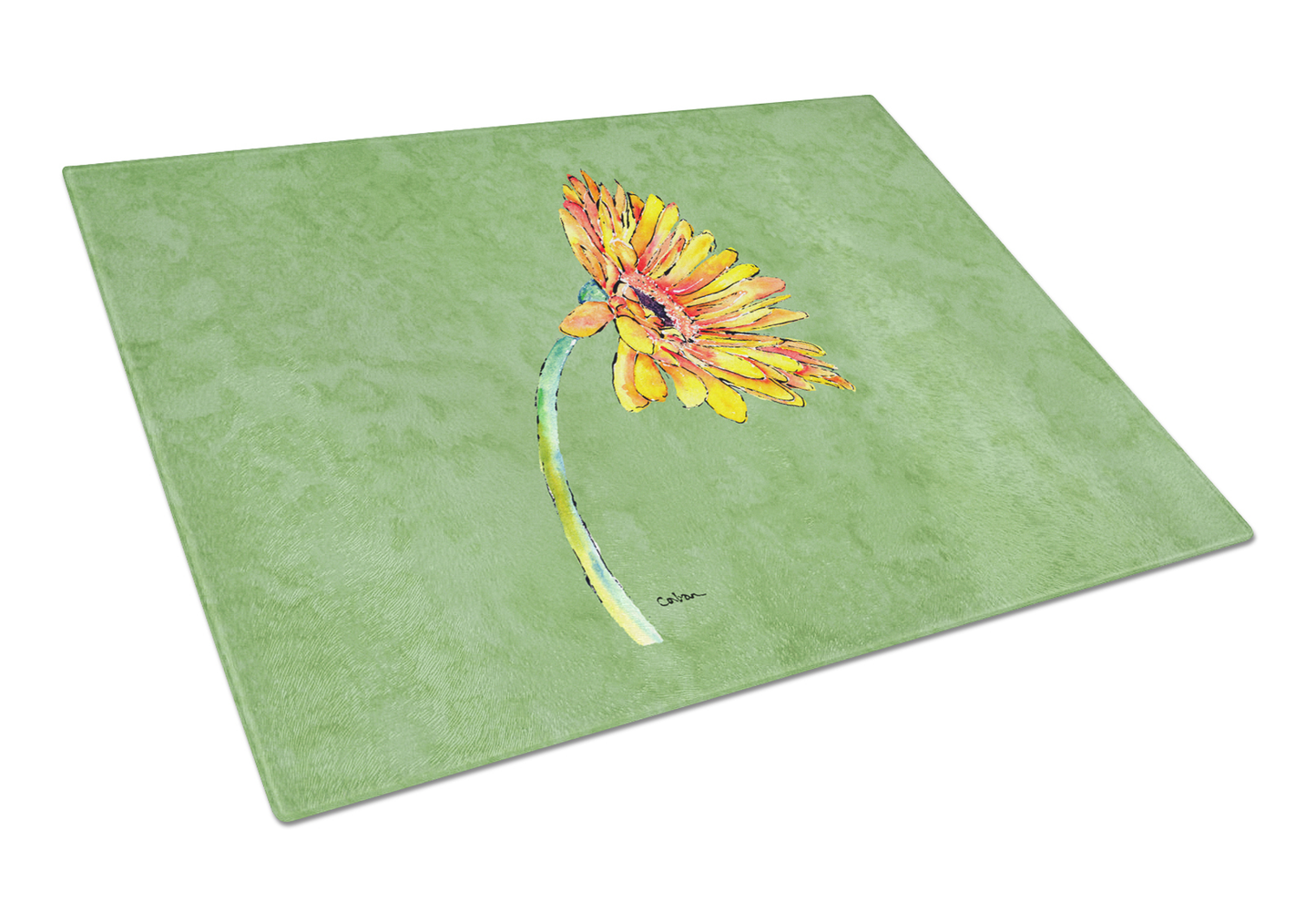 Flower Art Tempered Glass Cutting Board, Large 12 x 15