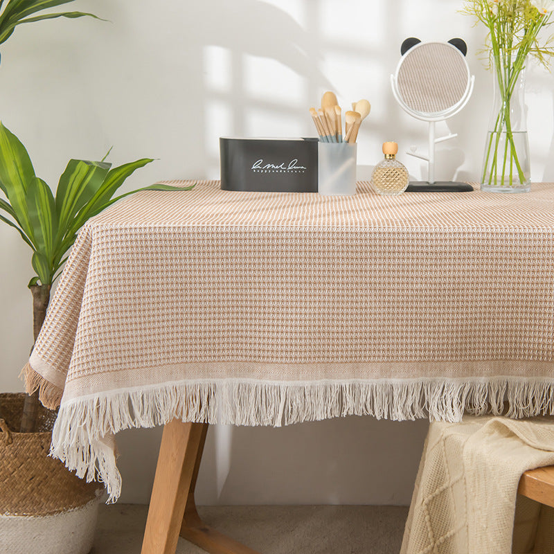 Nordic Style Square Tablecloth Chemical Fiber Waffle Textured Dining Table Cover