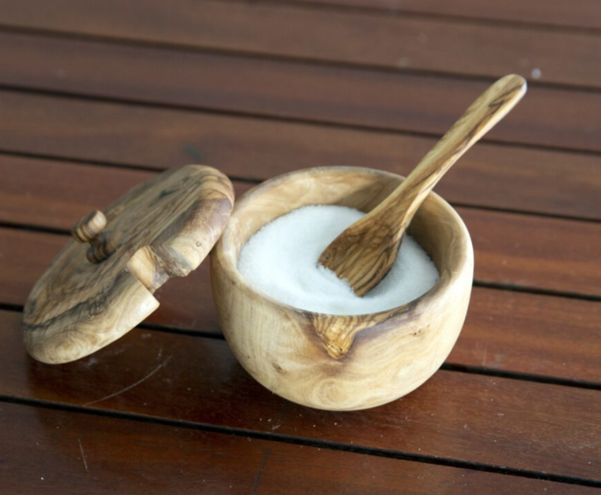 Olive Wood Honey Pot Jar with Dipper