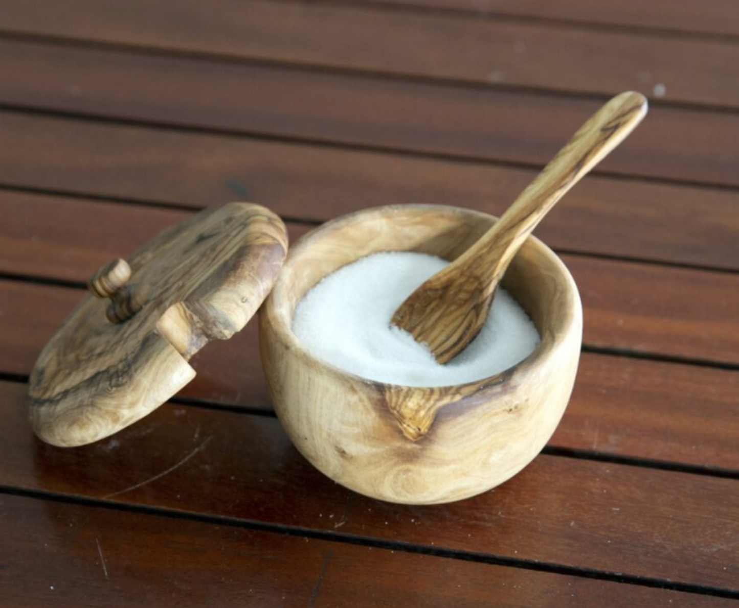 Olive Wood Honey Pot Jar with Dipper