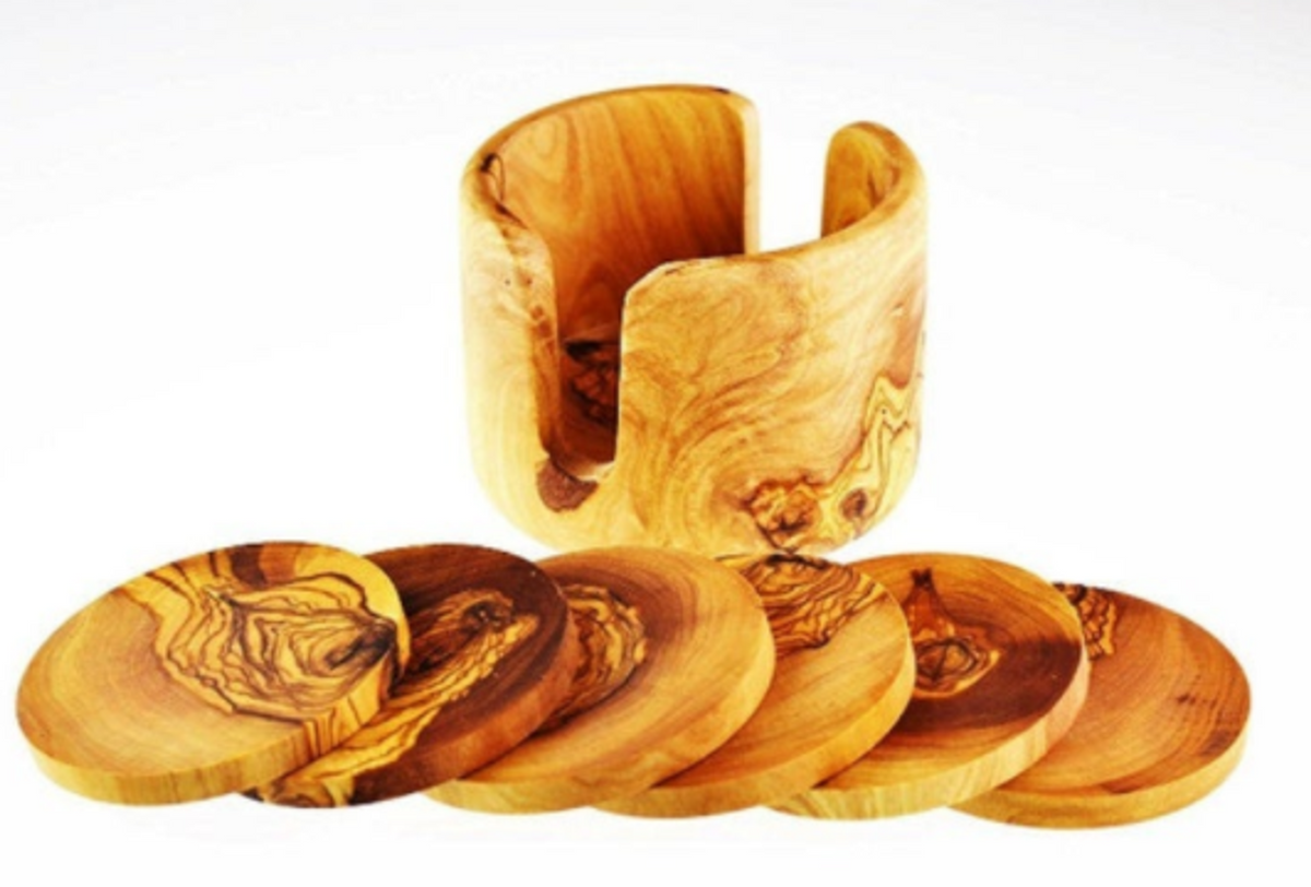 Olive Wood Coasters, Set of 6