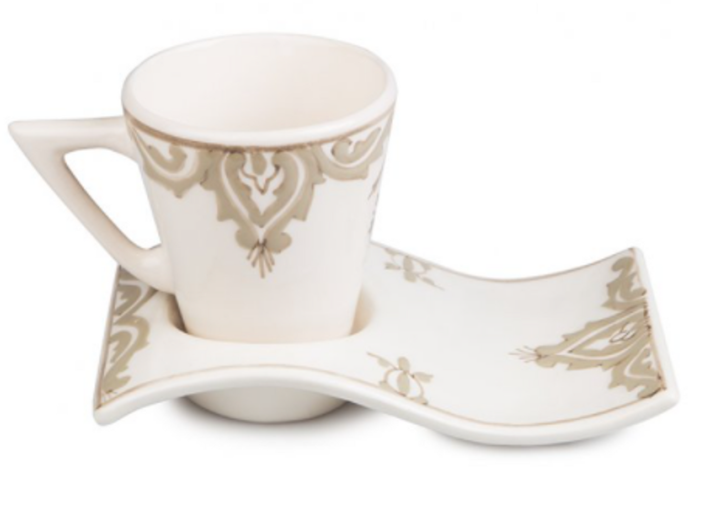 Kamsah Wave Mugs and Coaster Plates - Handmade Ceramic Set of 4