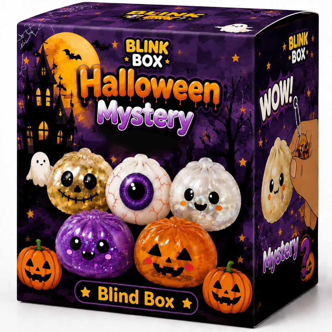 Halloween Ghost Dumpling Squeeze Toy, Steamed Maltose Stress Relief Toy, Holiday Gift Box Set Toy