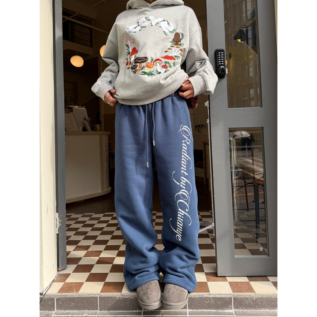 Unisex Printed Fleece Cuffed Sweatpants