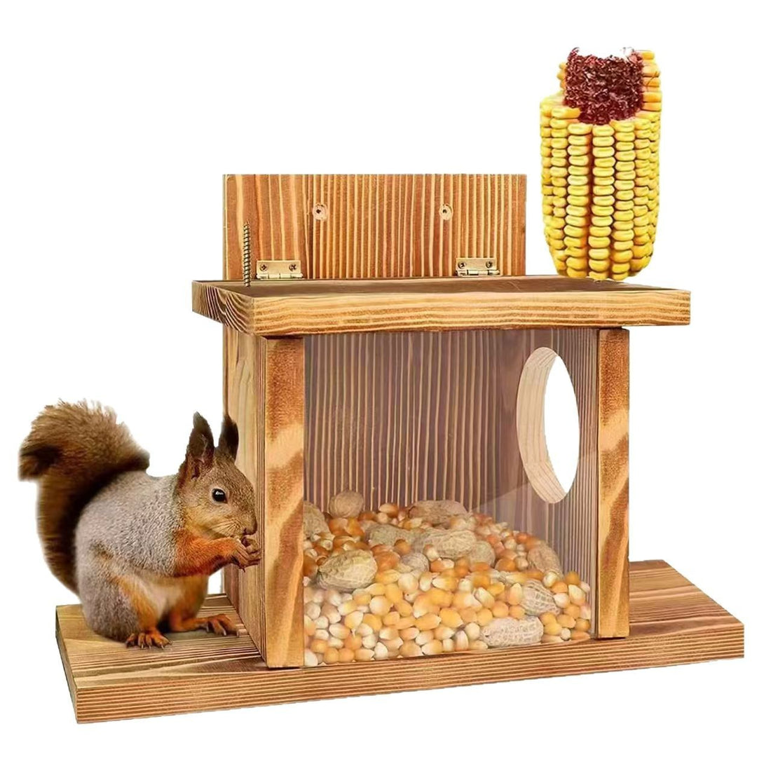 Wooden Hanging Squirrel Feeder Outdoor Small Animal Feeding House