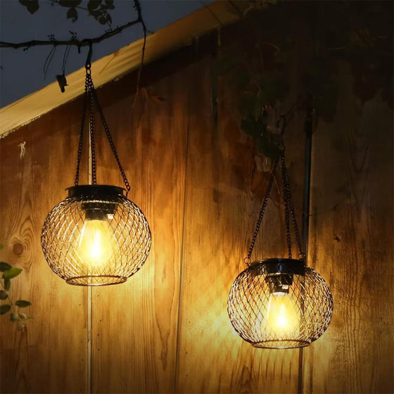 Amazon Solar Iron Lantern Lamp Retro Net Chandelier Outdoor Garden Courtyard Balcony Decorative Ambient Light product image 2