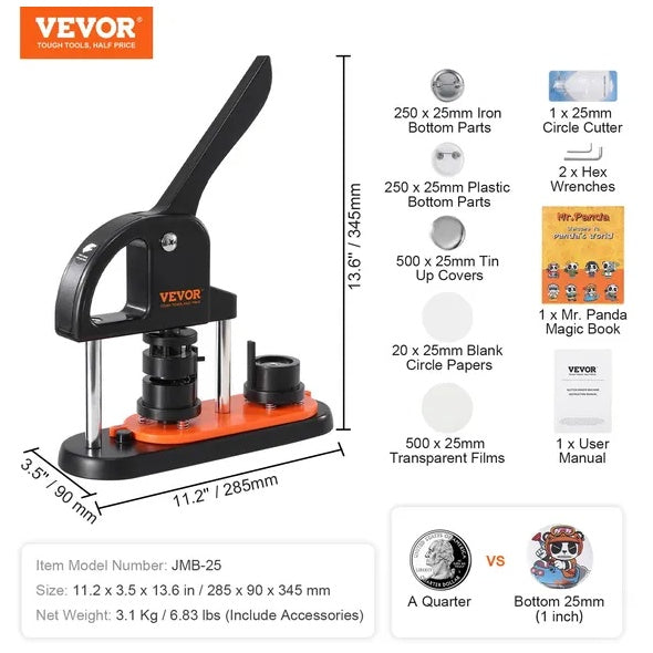 Button maker machine black and orange body